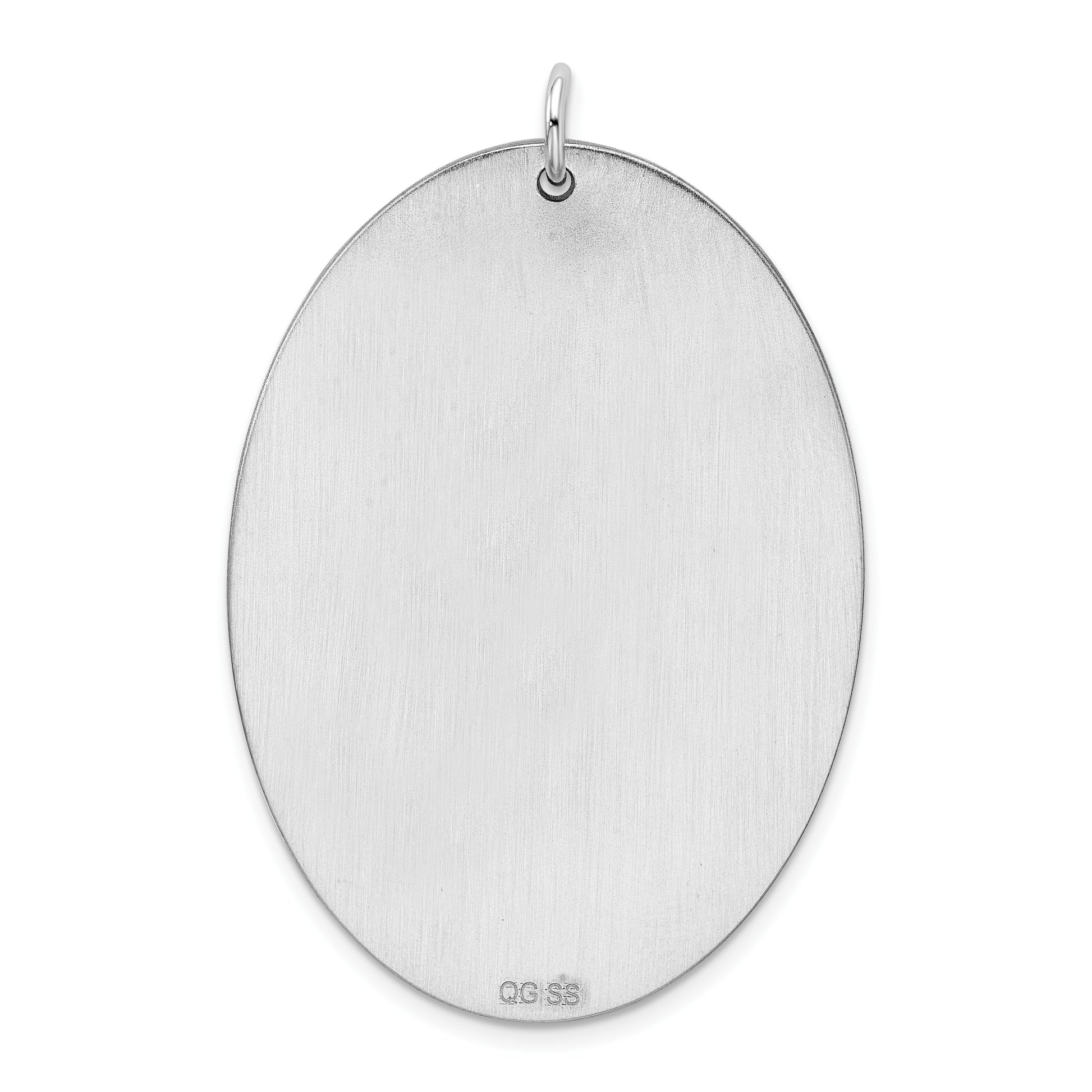 SSilver Rh-plt Engravable Oval Polished Front/Satin Back Disc Charm