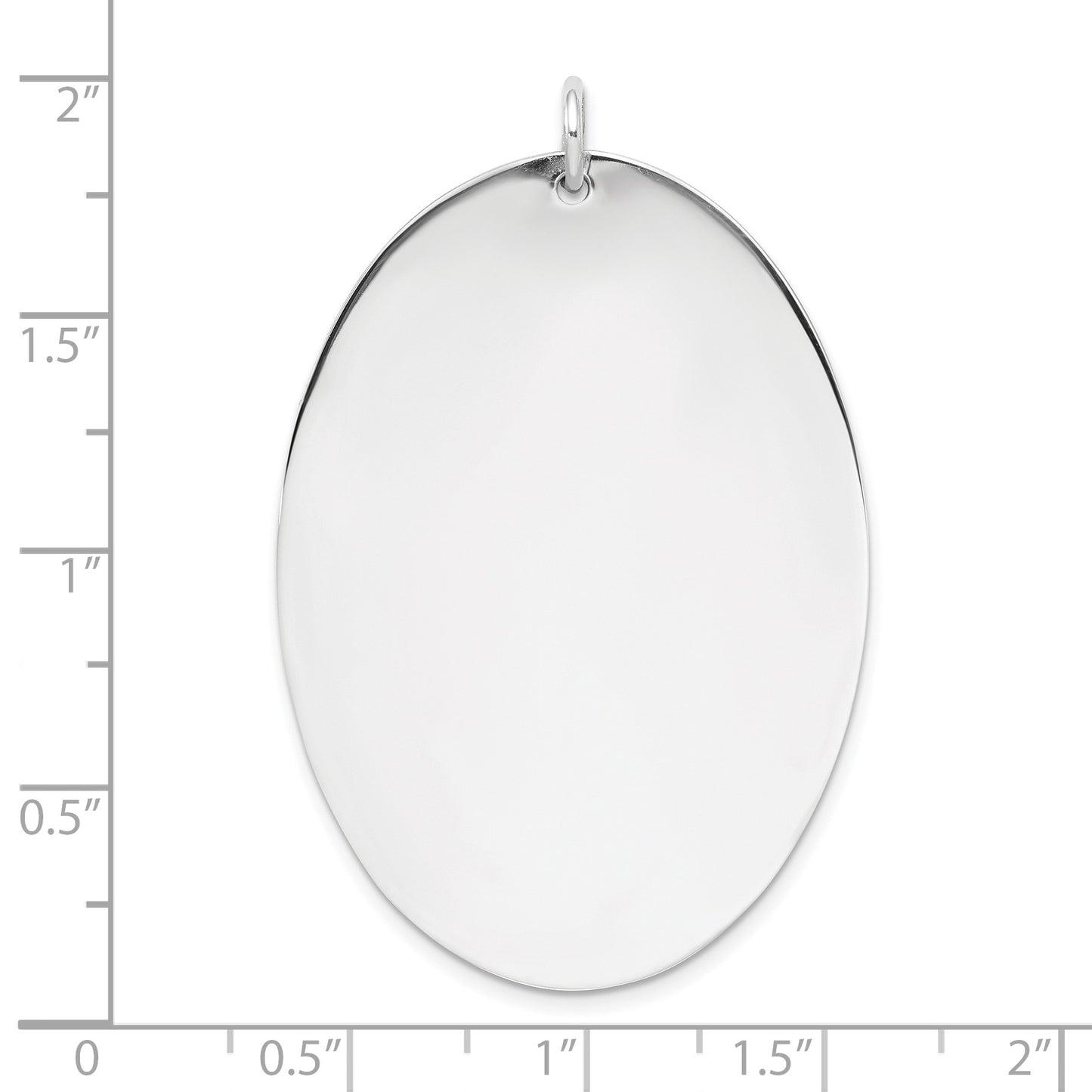 SSilver Rh-plt Engravable Oval Polished Front/Satin Back Disc Charm