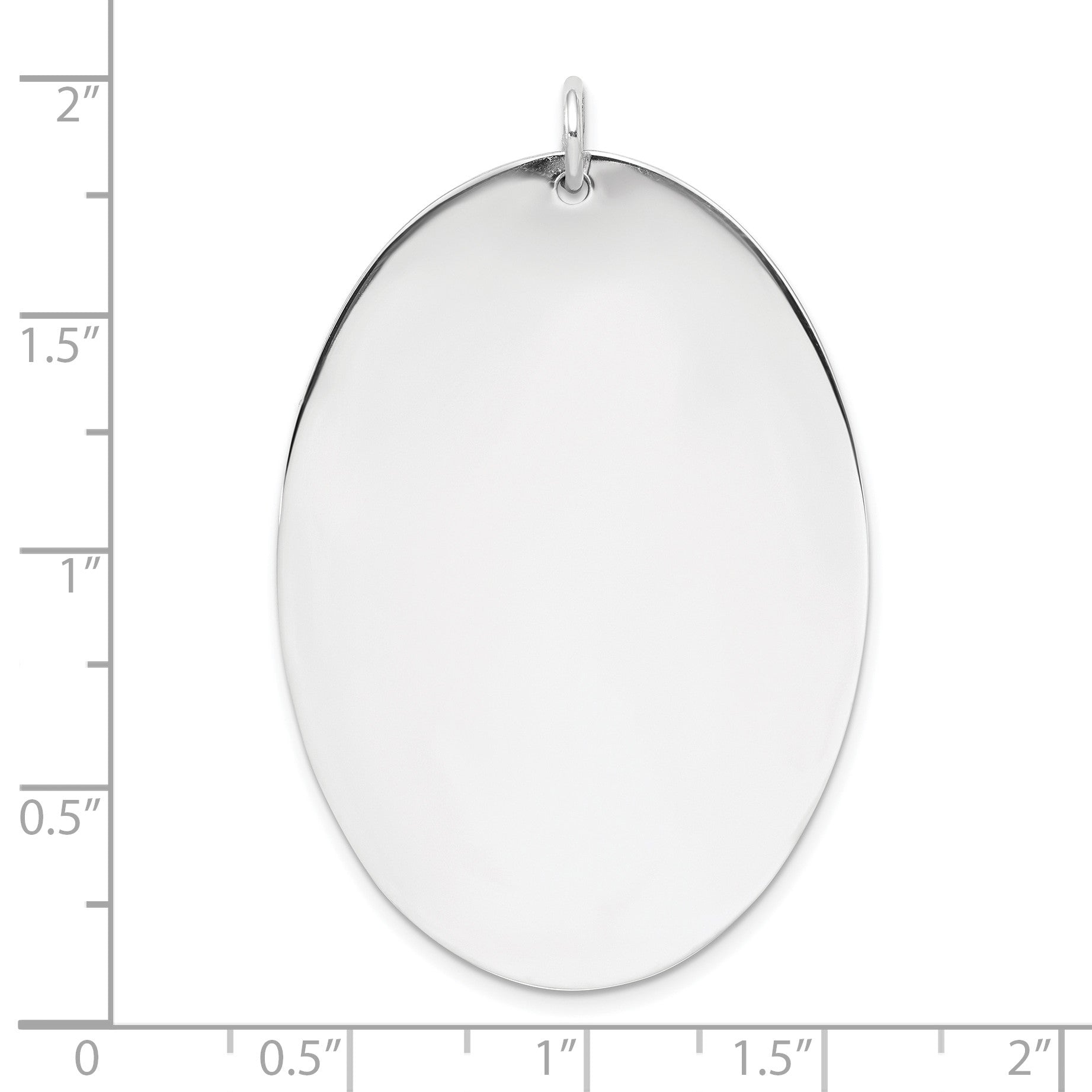 SSilver Rh-plt Engravable Oval Polished Front/Satin Back Disc Charm
