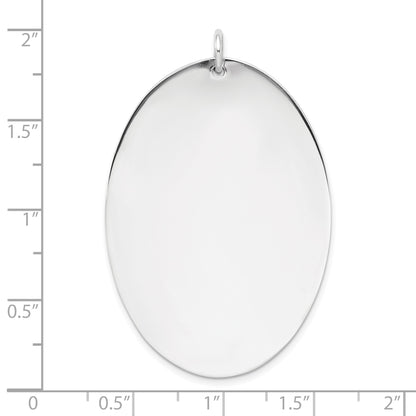 SSilver Rh-plt Engravable Oval Polished Front/Satin Back Disc Charm
