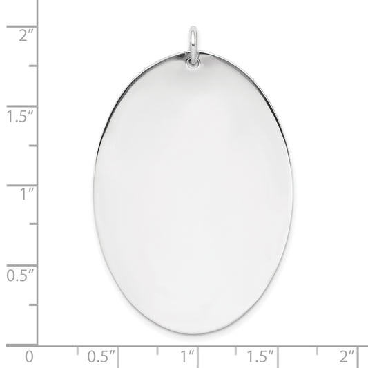 SSilver Rh-plt Engravable Oval Polished Front/Satin Back Disc Charm