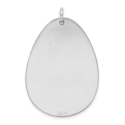 Sterling Silver Rh-plt Engravable Polished Front/Satin Back Disc Charm