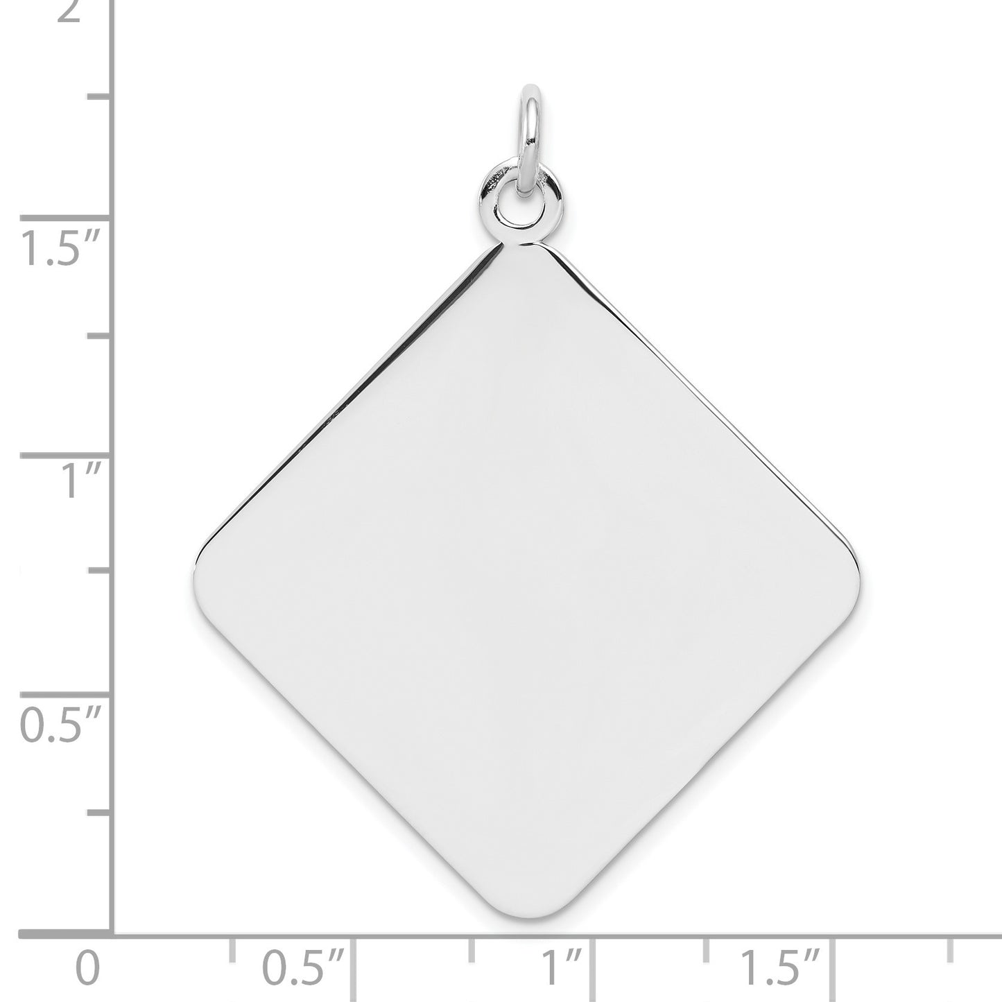 Sterling Silver Rh-plt Engravable Polished Front/Satin Back Disc Charm