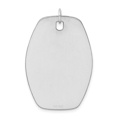 Sterling Silver Rh-plt Engravable Polished Front/Satin Back Disc Charm