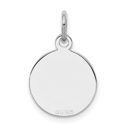 Sterling Silver Rh-plt Engraveable Round Polished Front/Back Disc Charm