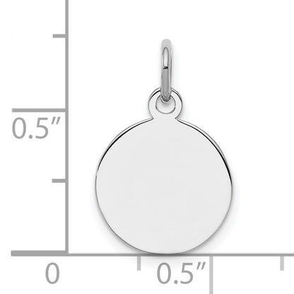 Sterling Silver Rh-plt Engraveable Round Polished Front/Back Disc Charm