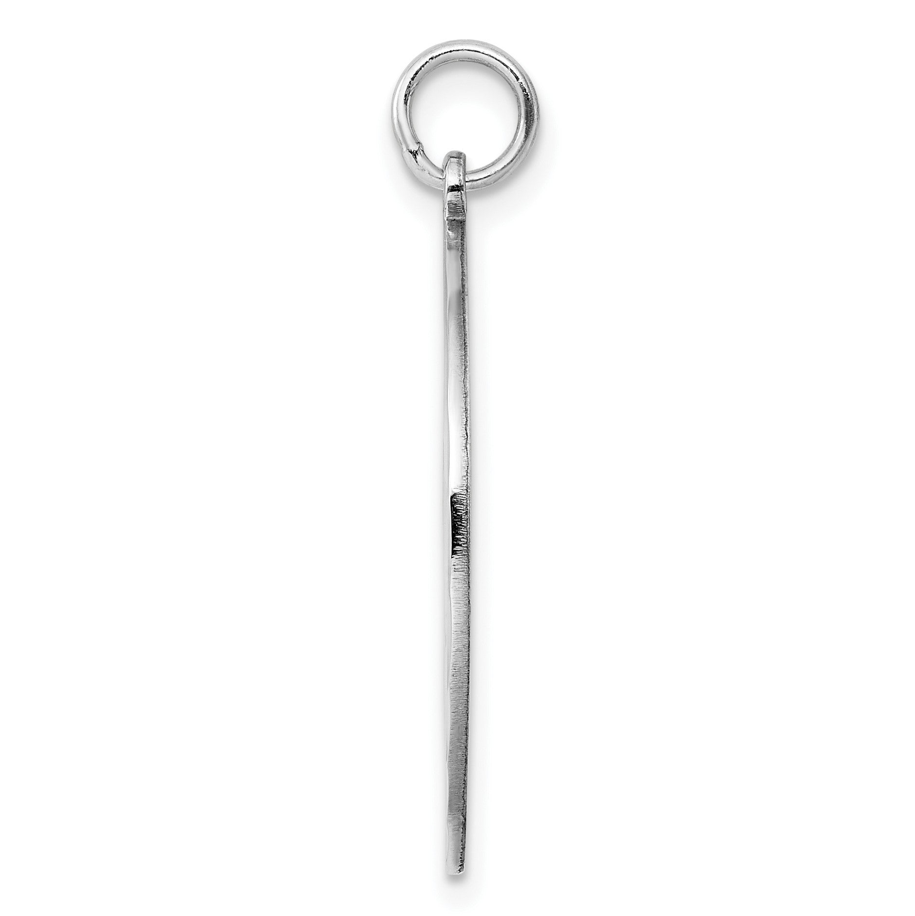 Sterling Silver Rhod-plated Eng. Rnd Polish Front/Satin Back Disc Charm
