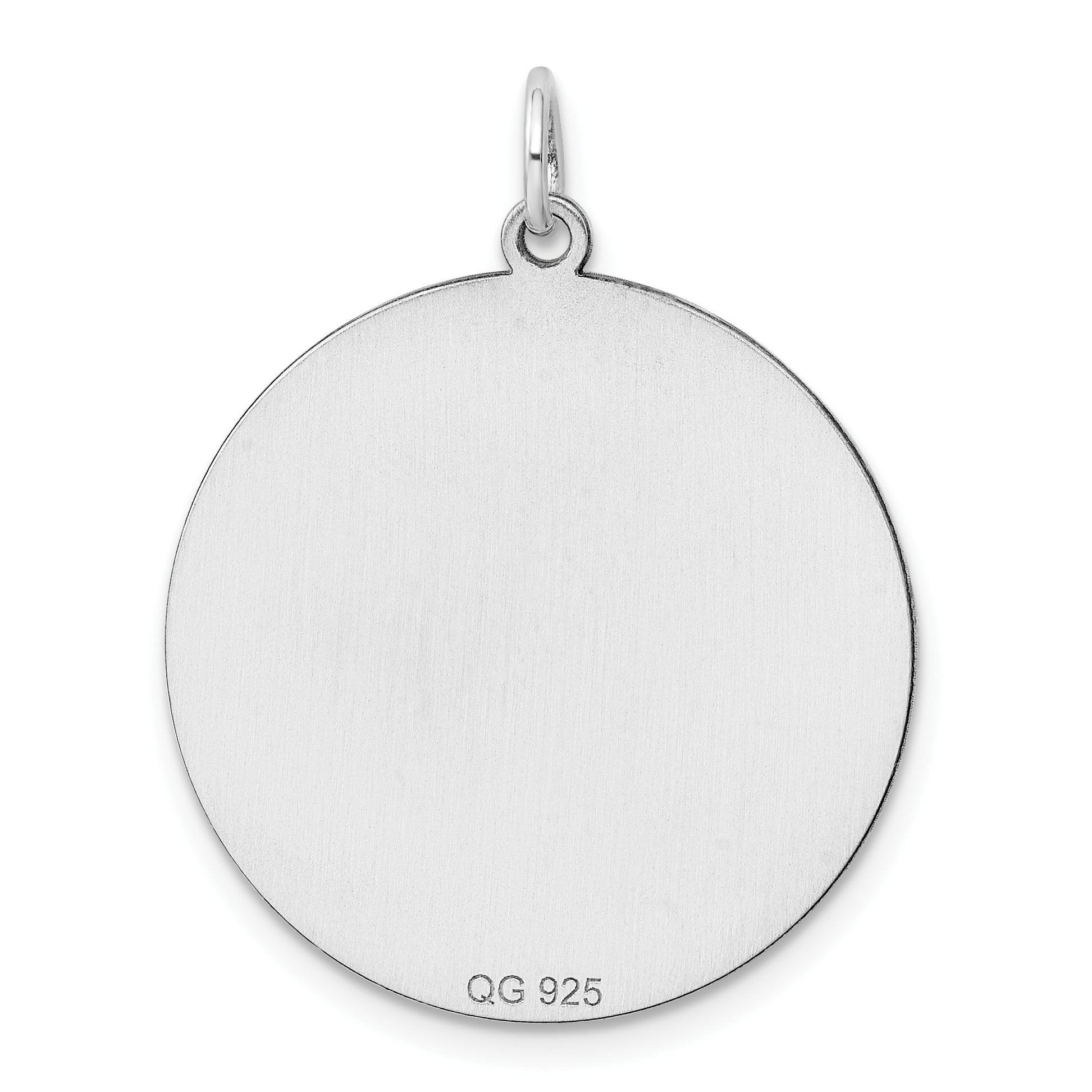 Sterling Silver Rhod-plated Eng. Rnd Polish Front/Satin Back Disc Charm