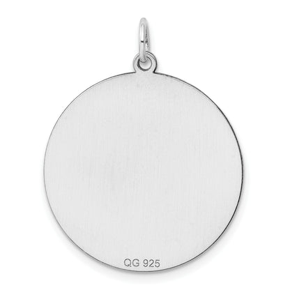 Sterling Silver Rhod-plated Eng. Rnd Polish Front/Satin Back Disc Charm