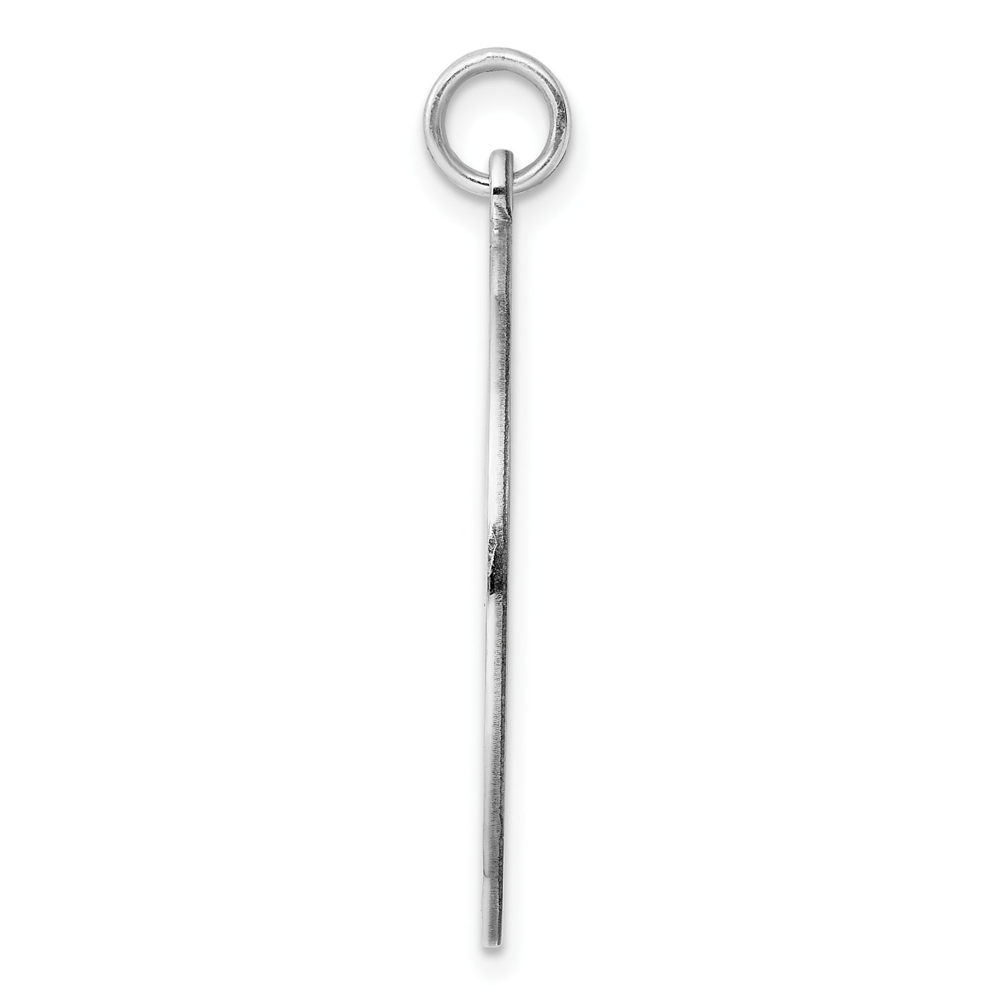 Sterling Silver Rhod-plated ENG. Round Polish Front/Satin Back Disc Charm