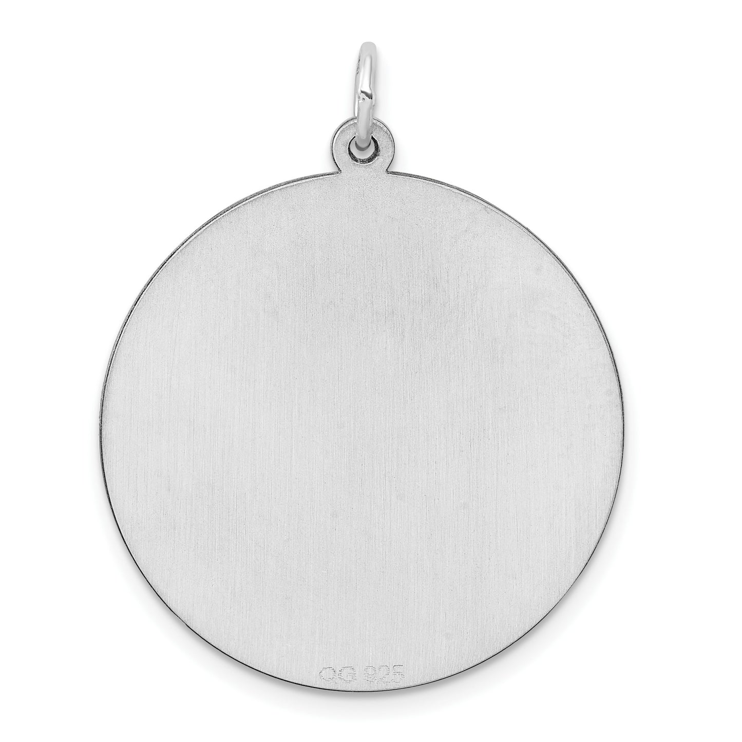 Sterling Silver Rhod-plated ENG. Round Polish Front/Satin Back Disc Charm