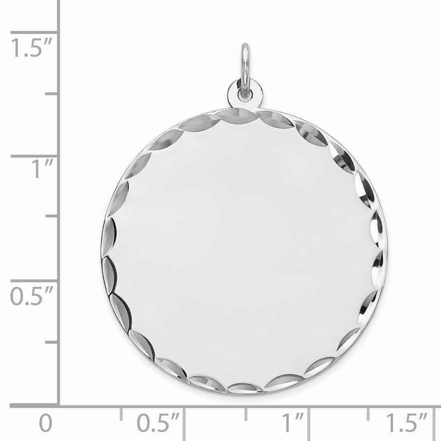 Sterling Silver Rhod-plated ENG. Round Polished Front/Back Disc Charm