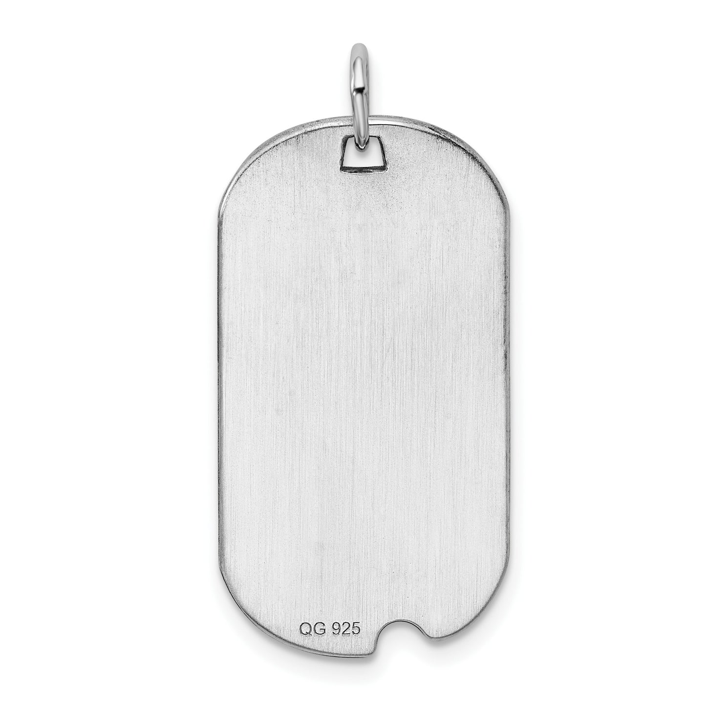 Sterling Silver Rhod.-plate Eng. Dog Tag Polished Front/Satin Back Disc Cha