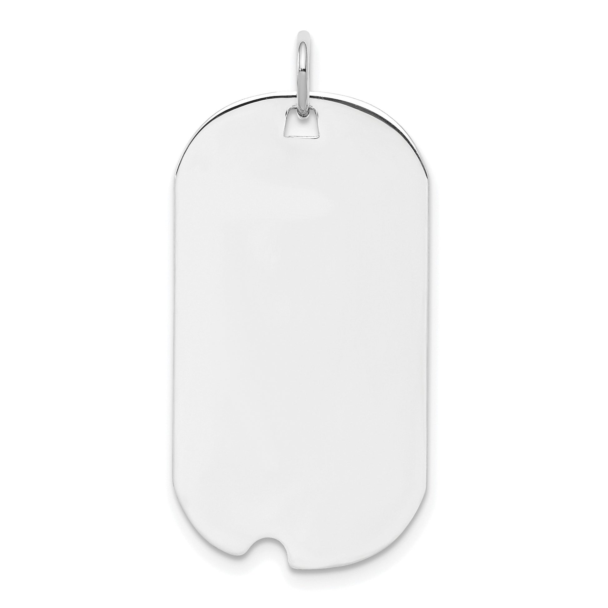 Sterling Silver Rhod.-plate Eng. Dog Tag Polished Front/Satin Back Disc Cha