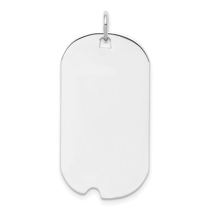 Sterling Silver Rhod.-plate Eng. Dog Tag Polished Front/Satin Back Disc Cha