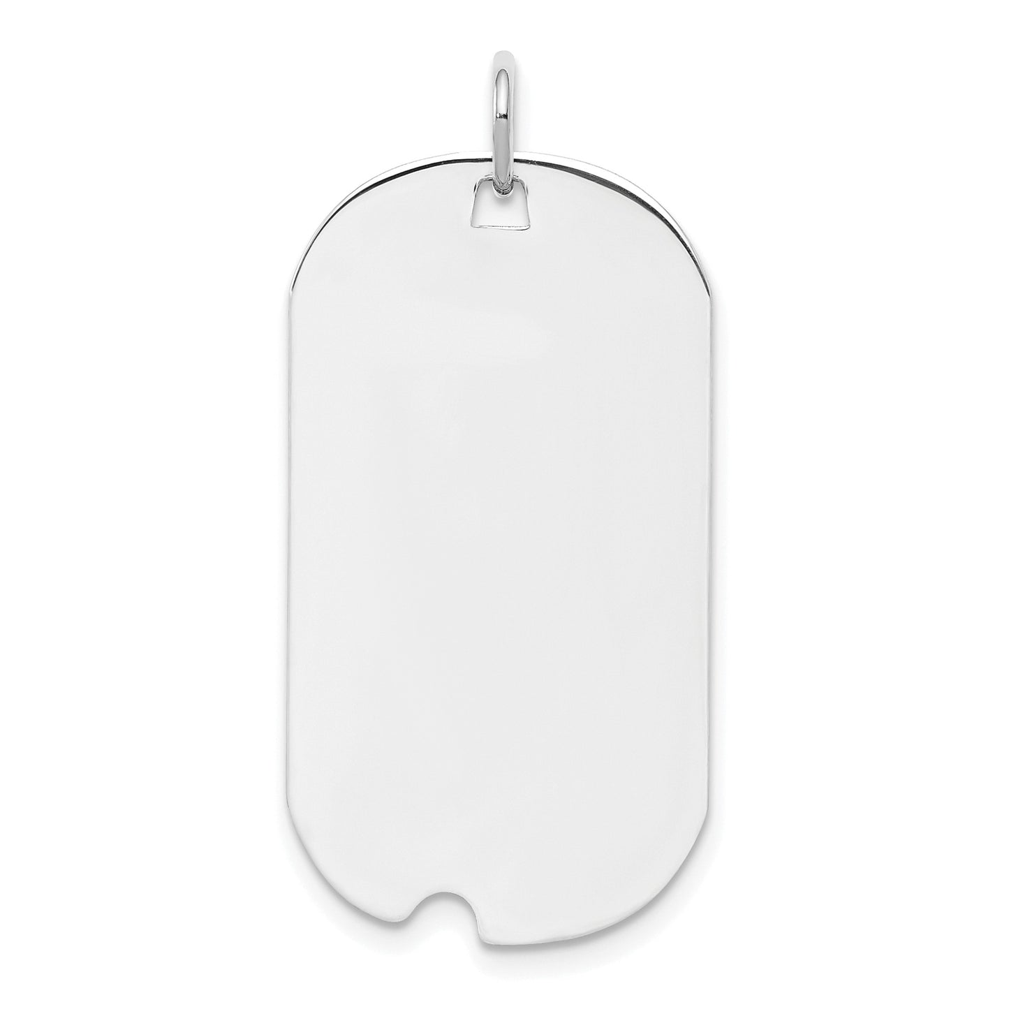 Sterling Silver Rhod.-plate Eng. Dog Tag Polished Front/Satin Back Disc Cha