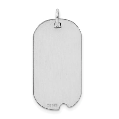 Sterling Silver Rhod-plate Eng. Dog Tag Polished Front/Satin Back Disc Char