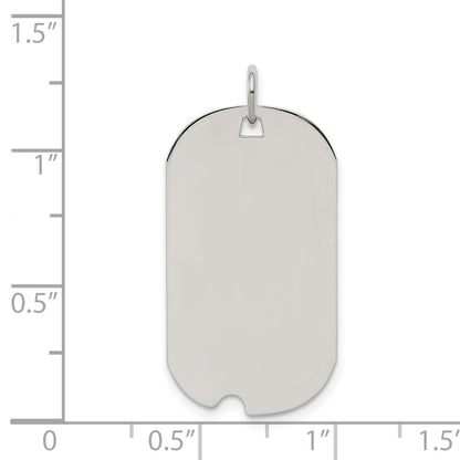 Sterling Silver Rhod-plate Eng. Dog Tag Polished Front/Satin Back Disc Char