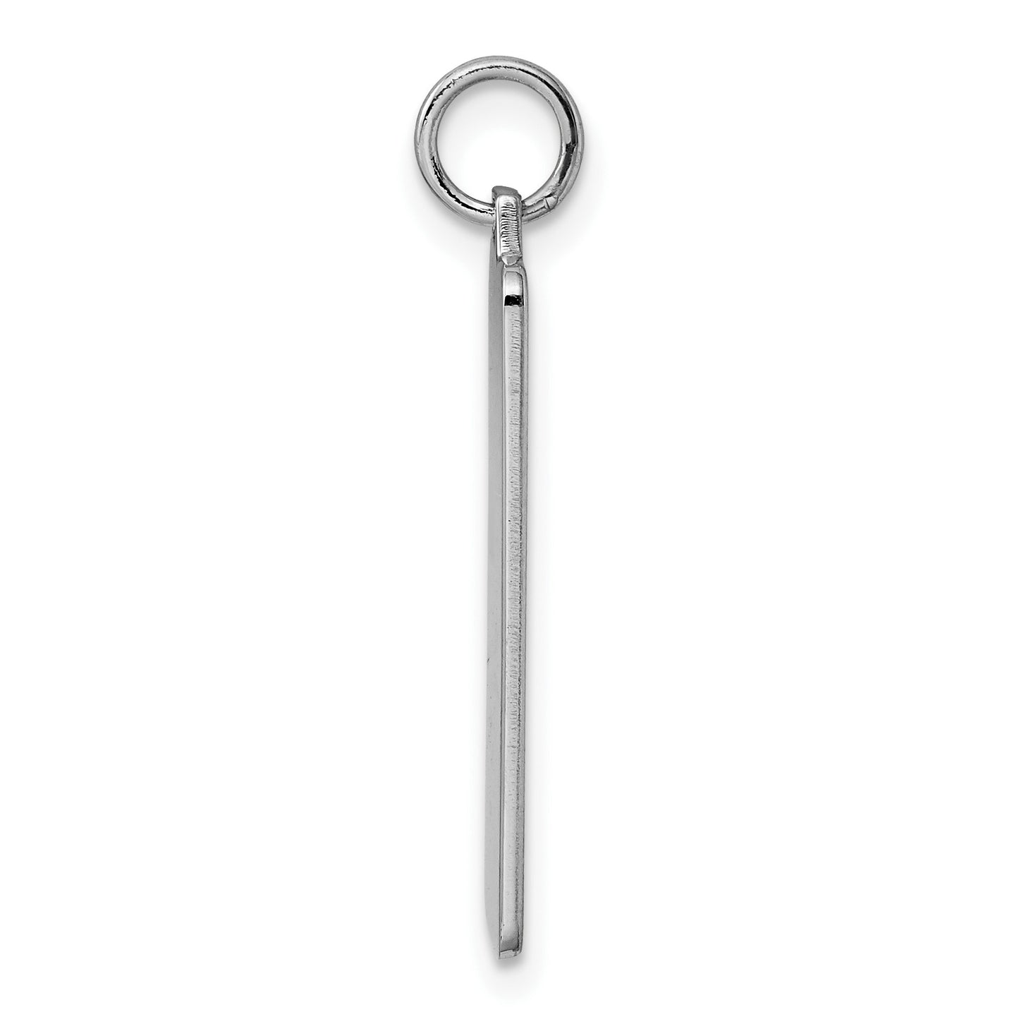 Sterling Silver Rhod-plate Eng. Rect. Polish Front/Satin Back Disc Charm