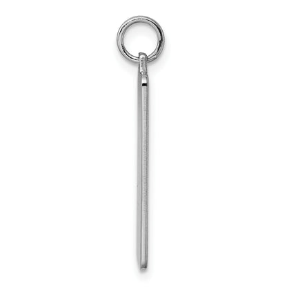 Sterling Silver Rhod-plate Eng. Rect. Polish Front/Satin Back Disc Charm