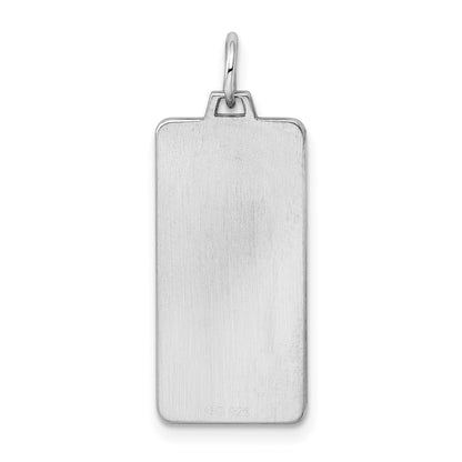 Sterling Silver Rhod-plate Eng. Rect. Polish Front/Satin Back Disc Charm
