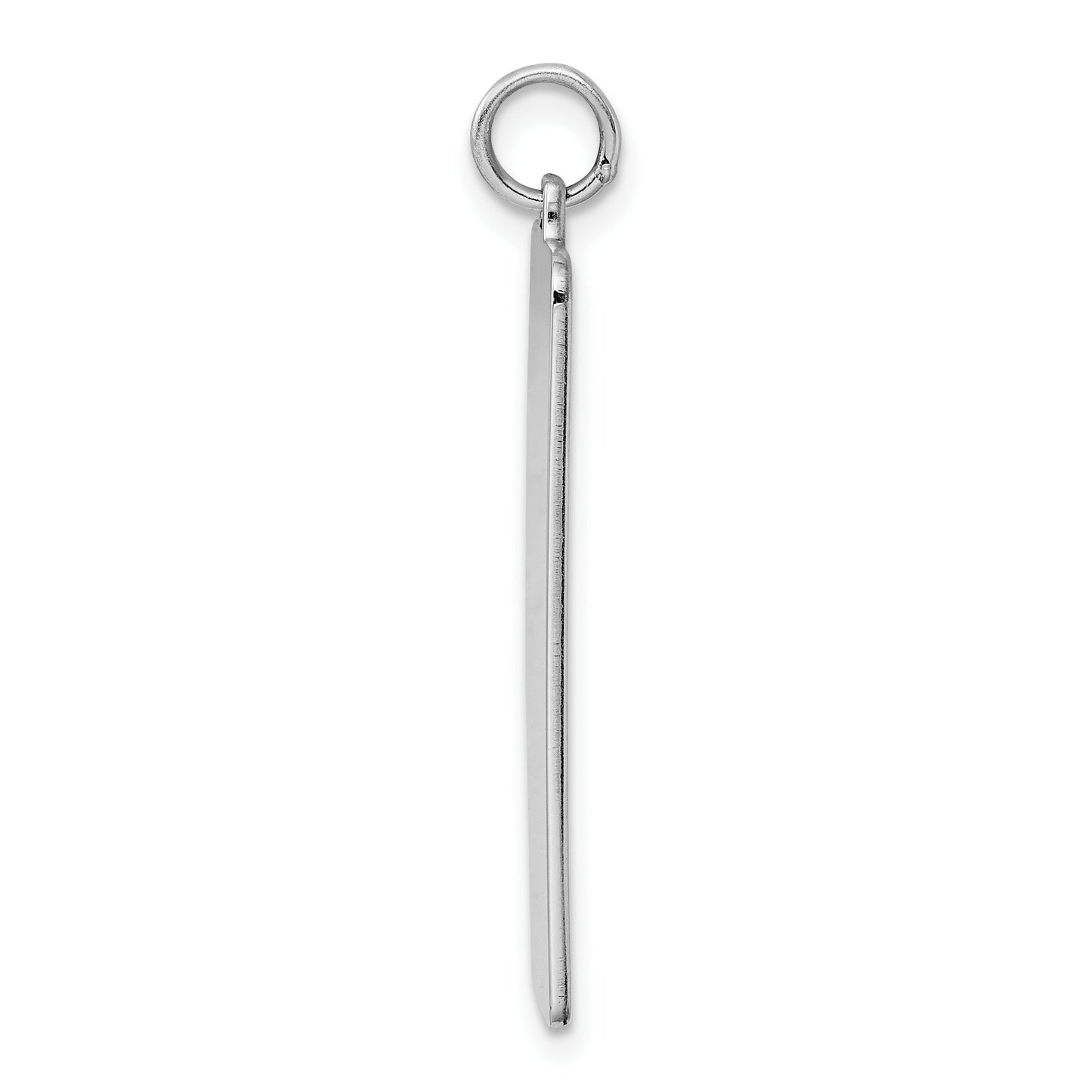 Sterling Silver Rhod-plate Eng. Rect. Polish Front/Satin Back Disc Charm