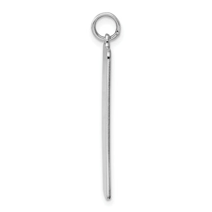 Sterling Silver Rhod-plate Eng. Rect. Polish Front/Satin Back Disc Charm