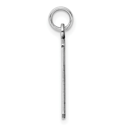 Sterling Silver Rhod-plate Eng. Rect. Polish Front/Satin Back Disc Charm