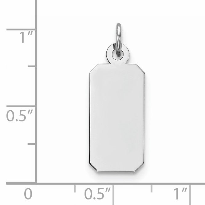 Sterling Silver Rhod-plate Eng. Rect. Polish Front/Satin Back Disc Charm