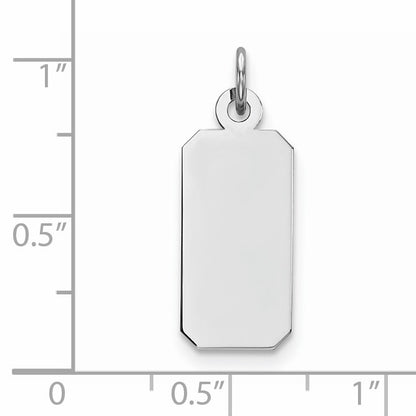 Sterling Silver Rhod-plate Eng. Rect. Polish Front/Satin Back Disc Charm