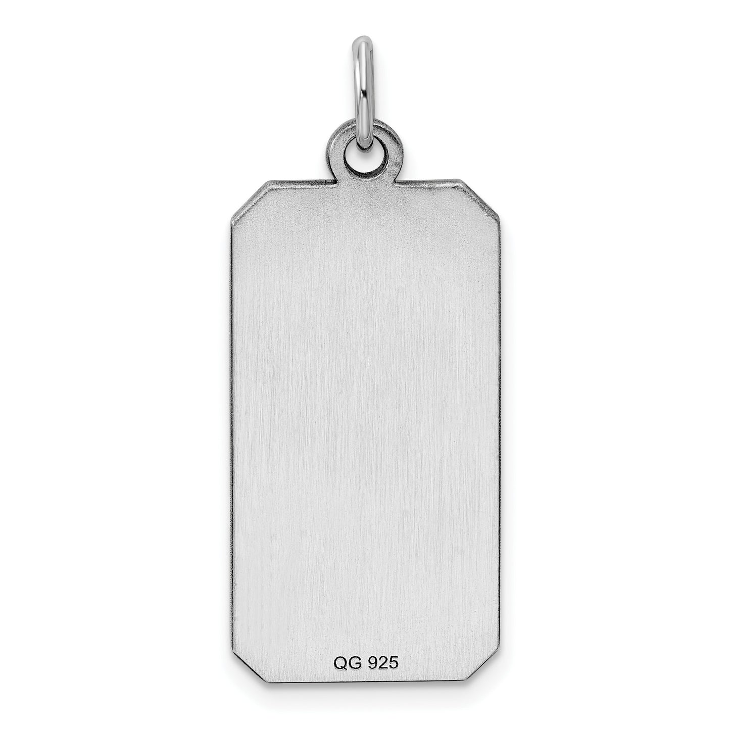 Sterling Silver Rhod-plate Eng. Rect. Polish Front/Satin Back Disc Charm