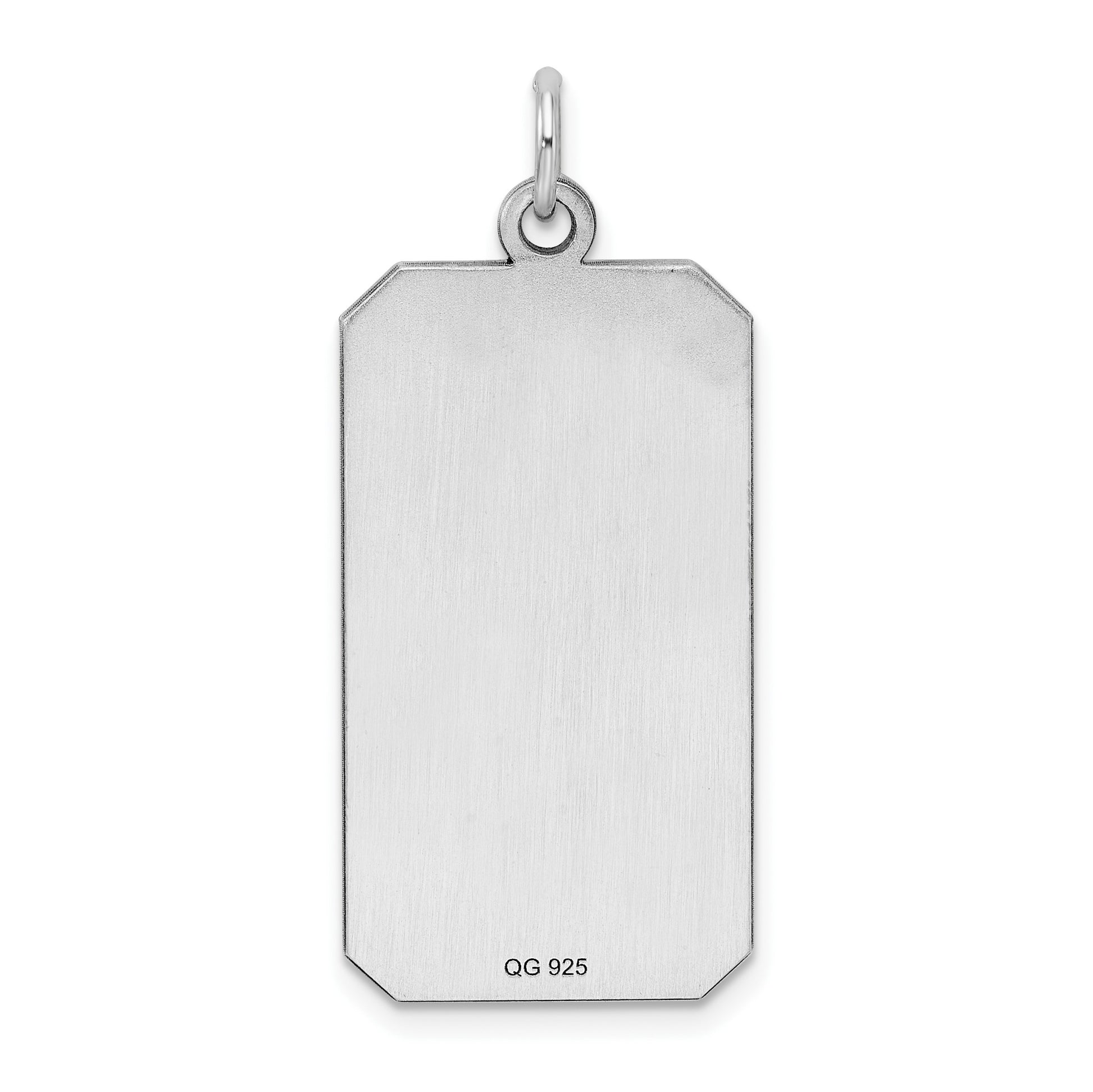 Sterling Silver Rhod-plate Eng. Rect. Polish Front/Satin Back Disc Charm