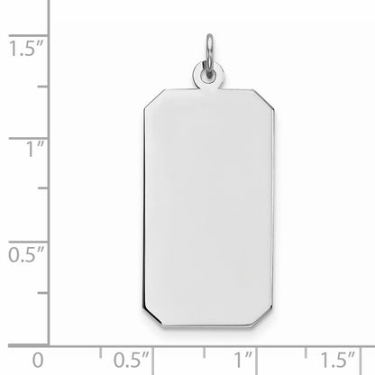 Sterling Silver Rhod-plate Eng. Rect. Polish Front/Satin Back Disc Charm