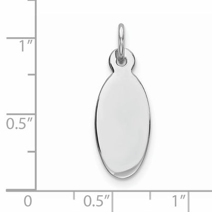 Sterling Silver Rhod-plate Eng. Oval Polish Front/Satin Back Disc Charm