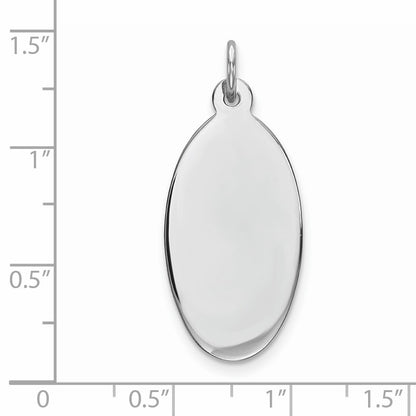 Sterling Silver Rhod-plate Eng. Oval Polish Front/Satin Back Disc Charm