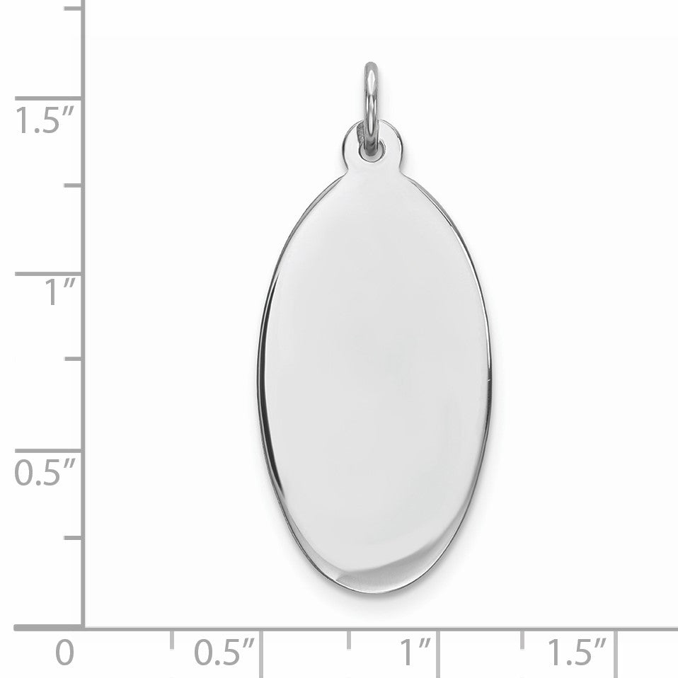 Sterling Silver Rhod-plate Eng. Oval Polish Front/Satin Back Disc Charm