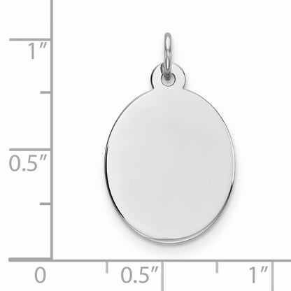 Sterling Silver Rhod-plate Eng. Oval Polish Front/Satin Back Disc Charm