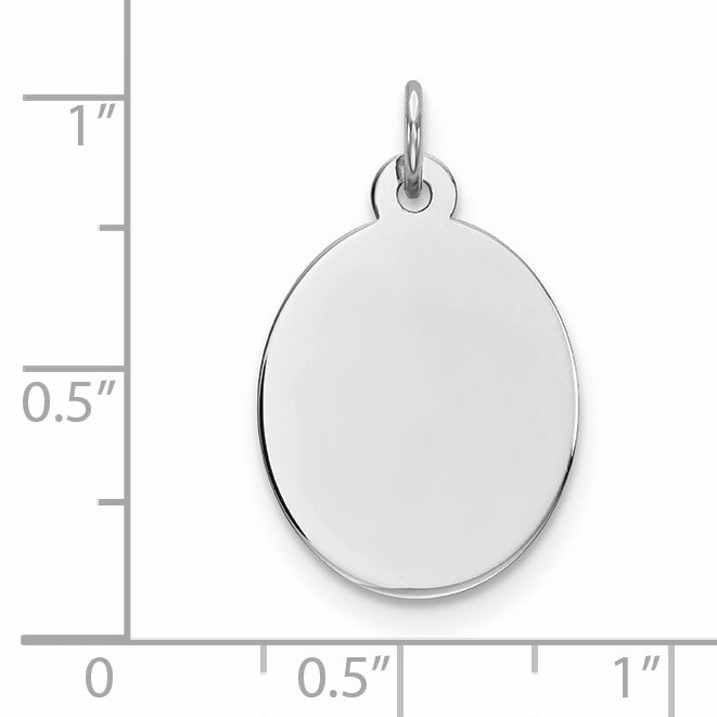 Sterling Silver Rhod-plate Eng. Oval Polish Front/Satin Back Disc Charm