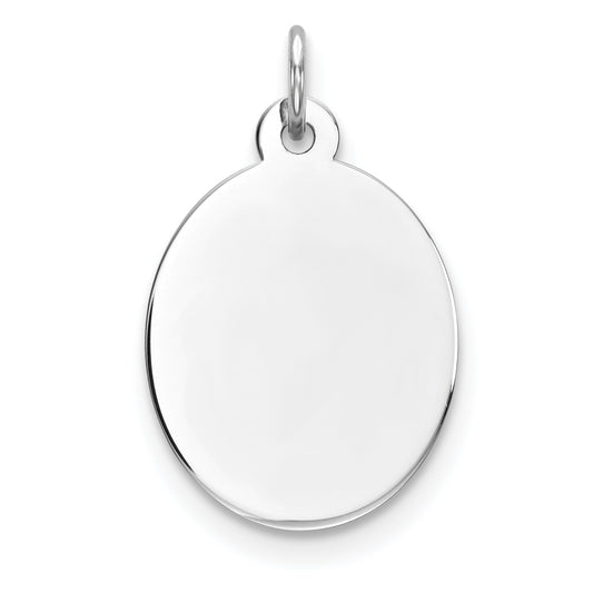 Sterling Silver Rhod-plate Eng. Oval Polish Front/Satin Back Disc Charm