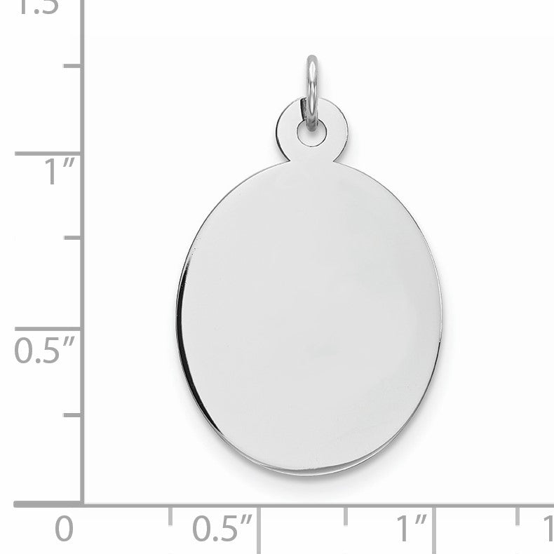 Sterling Silver Rhod-plate Eng. Oval Polish Front/Satin Back Disc Charm