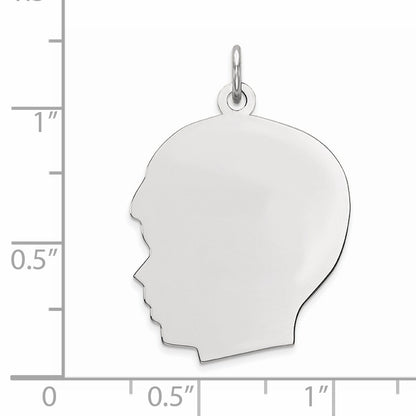 Sterling Silver Rhod-plate Eng. Boy Polished Front/Satin Back Disc Charm