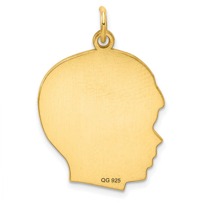 Sterling Silver GP Engravable Boy Polished Disc Charm