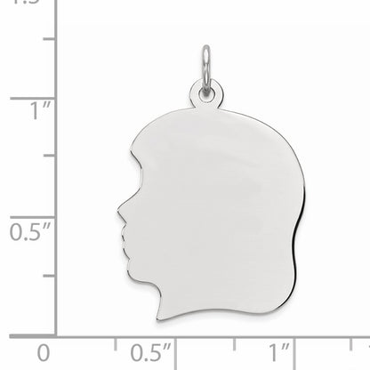 Sterling Silver Rhod-plate Eng. Girl Polished Front/Satin Back Disc Charm