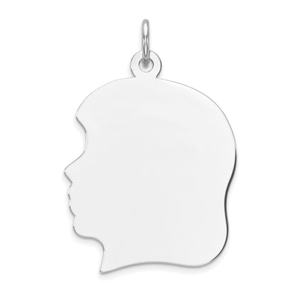 Sterling Silver Rhod-plate Eng. Girl Polished Front/Satin Back Disc Charm