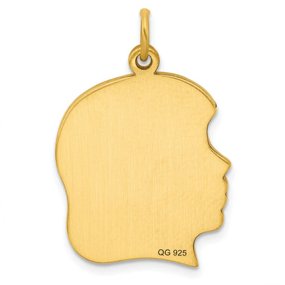 Sterling Silver GP Engravable Girl Polished Disc Charm