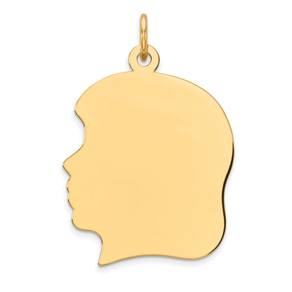 Sterling Silver GP Engravable Girl Polished Disc Charm
