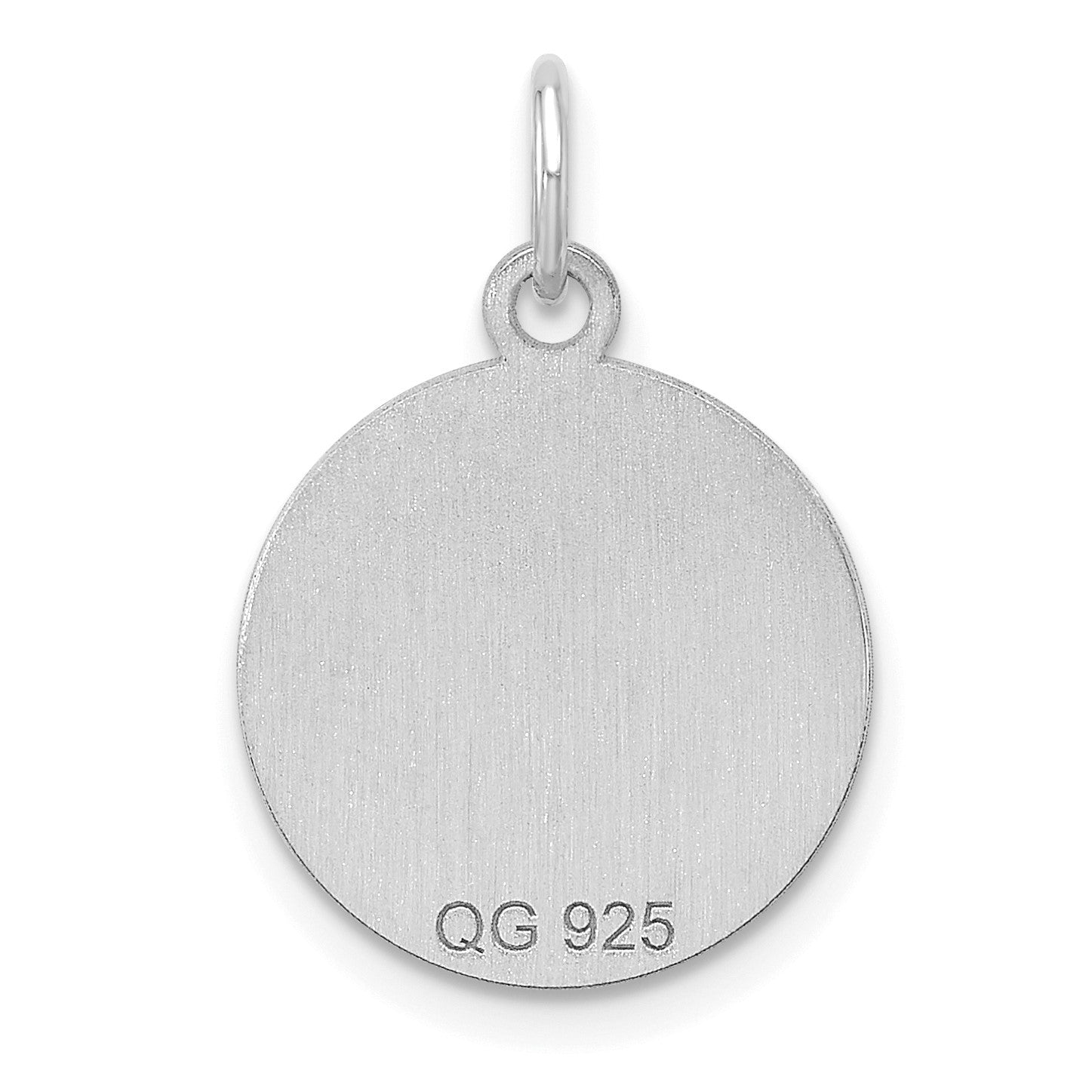 SS Rh-plt Engraveable Round Polished Front/Satin Back Disc Charm