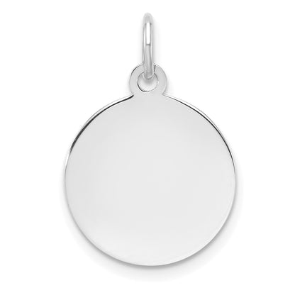 SS Rh-plt Engraveable Round Polished Front/Satin Back Disc Charm