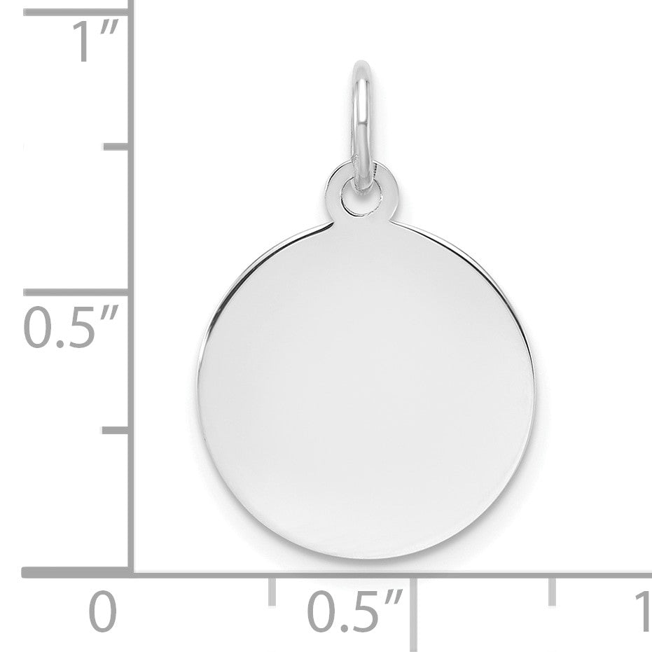 Sterling Silver Rh-plt Engraveable Round Polished Front/Back Disc Charm