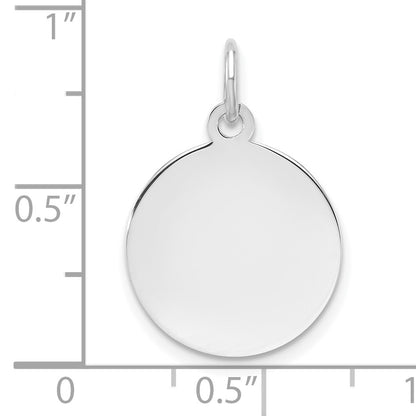 Sterling Silver Rh-plt Engraveable Round Polished Front/Back Disc Charm
